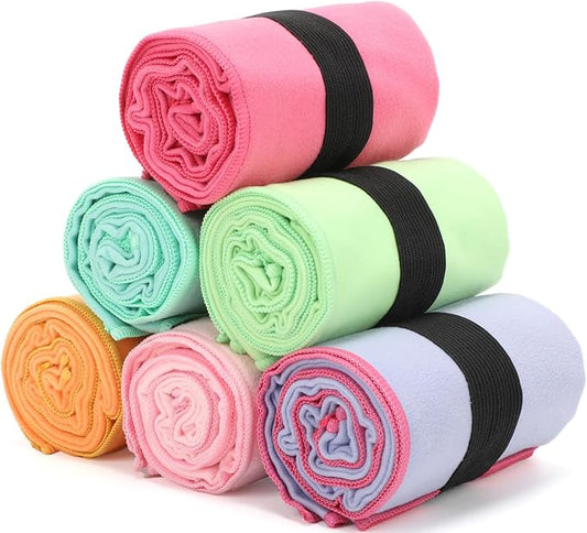 6 Pack Microfiber Gym Towel Quick Dry Lightweight Workout Gear for Men Women Sports Exercise Fitness Tennis Running Riding Hiking Camping Yoga Sweat Towels(6 Pack(Light))