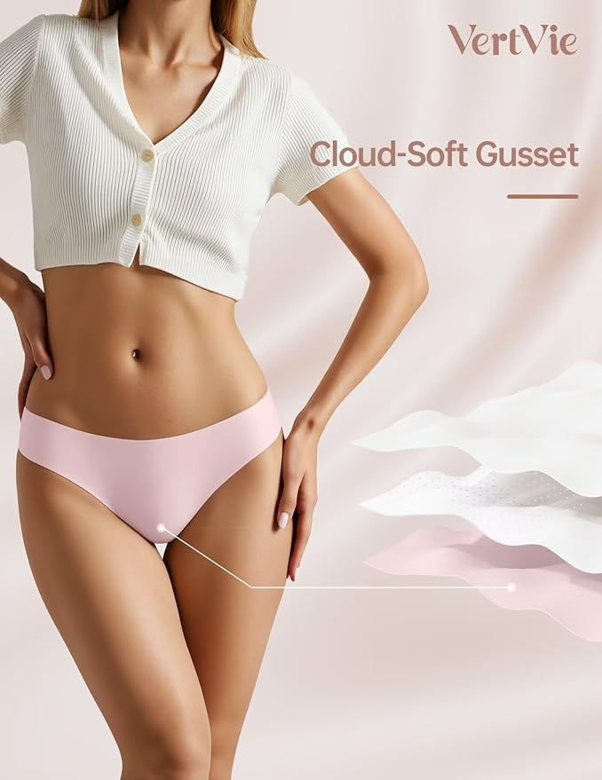 Vertvie Seamless Thongs for Women No Show Thong Panty Liners Invisible Workout Panties Sexy Breathable G-String Underwear