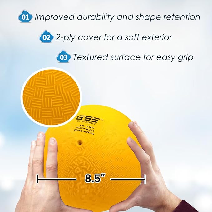 GSE Games & Sports Expert 5"/7"/8.5"/10" Inflatable Playground Ball, Kickball, Bouncy Dodge Ball, Handball for Kid/Adult, Perfect for Recess Ball Games, Gym, Yoga Exercises, Schools Sports Activities
