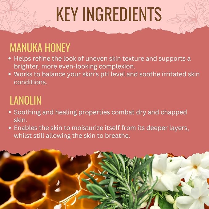 Manuka Lane Manuka Honey Day Cream The Ultimate Skin Moisturizer with real New Zealand Manuka Honey, Hydrolyzed Collagen, and skin-enriching Lanolin