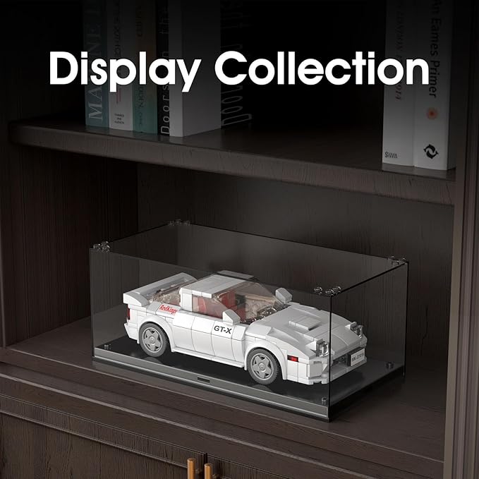 Mould King Speed Champion RX-7 Initial D Building Set & Display Case, 27015 Cars Model Kits Gifts for Teens/Adults, Creative for Teens Age 14+ (369Pcs)