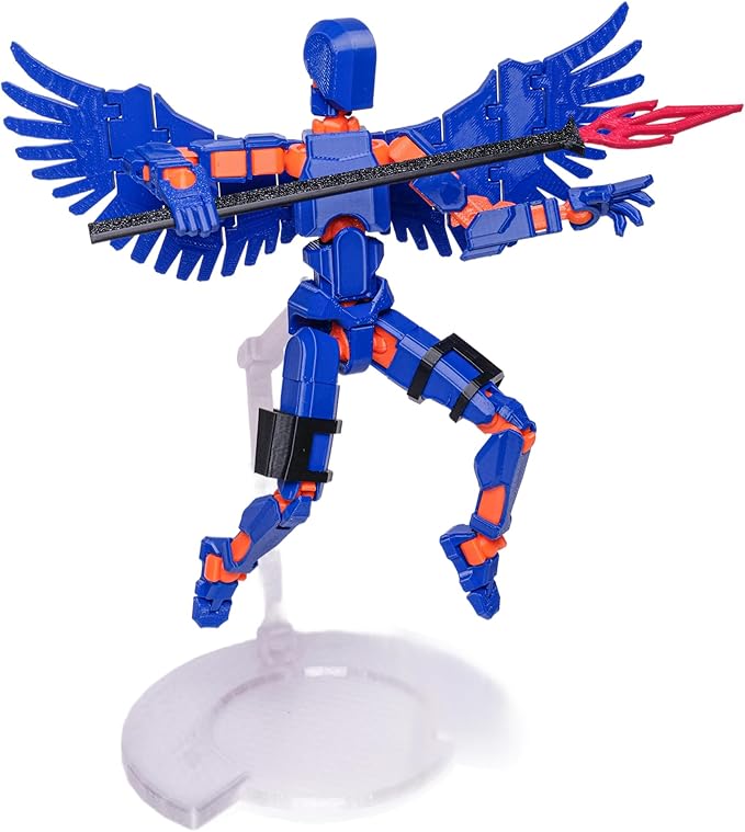(Assembly Completed Dummy 20 Action Figure, 8.1 inches， Strong Magnetic Accessories， 8 Types of Weapons 3D Printed Robot Multi-Jointed Movable, Spider Ninja Series (deep Blue)