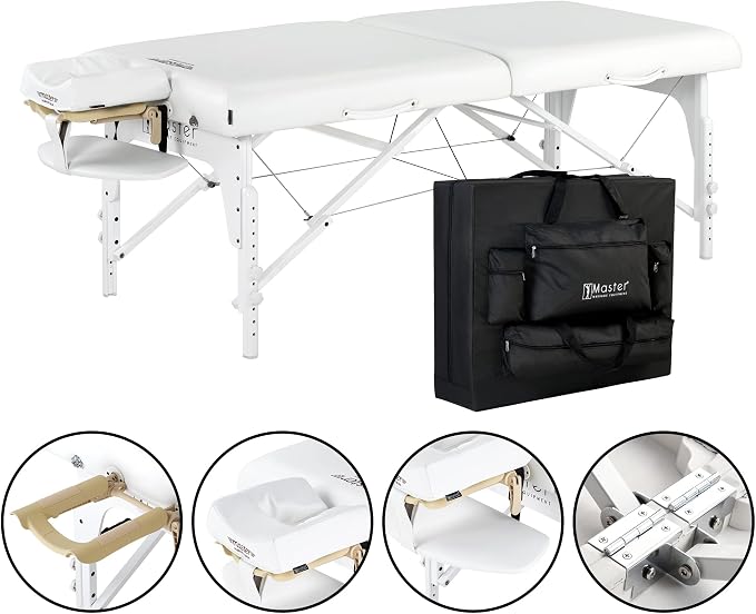 Master Massage 31" Montclair Pro Portable Massage Table Package, Memory Foam Cushioning, Reiki Panels, Shiatsu Cable Release- Tattoo Table, Spa Bed, Facial Bed