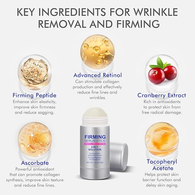 2Pack Advanced-Retinol Firming Serum Stick, 3-in-1 Face Firming Stick for Women, Smooth,Tighten and Firm Face,Neck & Jawline, Reduces Wrinkles, Hydrates & Nourishes Skin (1.0 OZ)