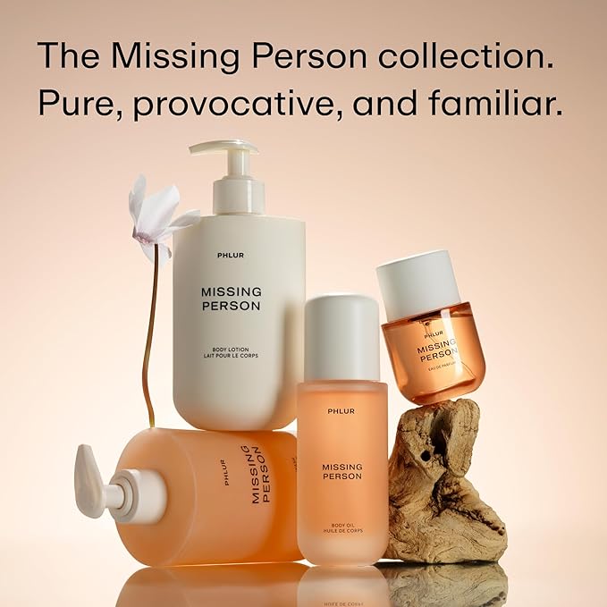 PHLUR Missing Person Body Oil, 4 Fl Oz – Skin Musk Bergamot & Jasmine Scented Body Oil for Women & Men, Hydrating Moisturizing After Shower Oil with Sandalwood & White Musk Fragrance