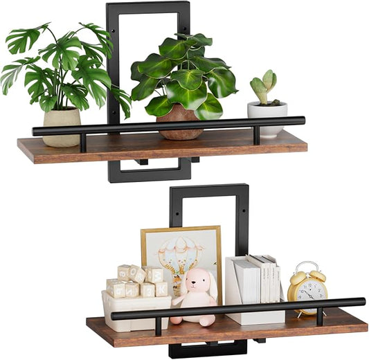 Sbosbo Floating Shelves for Wall Plant Shelf Indoor Wall Mounted Shelves | Wall Planters for Indoor Floating Plant Shelves for Bedroom, Living Room, Kitchen, Office, Bathroom Decor (2 Pack)
