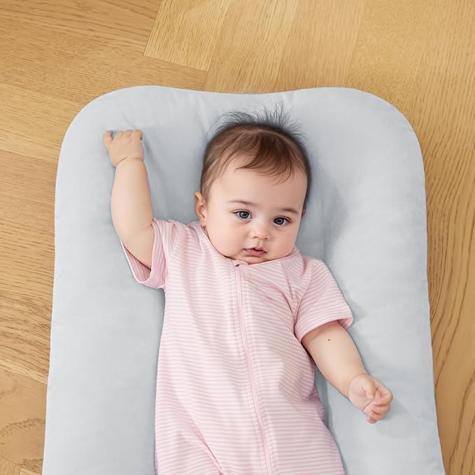 Baby Lounger for Infants Babies 0-12 Months, Bionic Organic Lounger, Soft Cotton Breathable Infant Floor Seats & Loungers for Newborn Baby Shower Gifts (Gray)