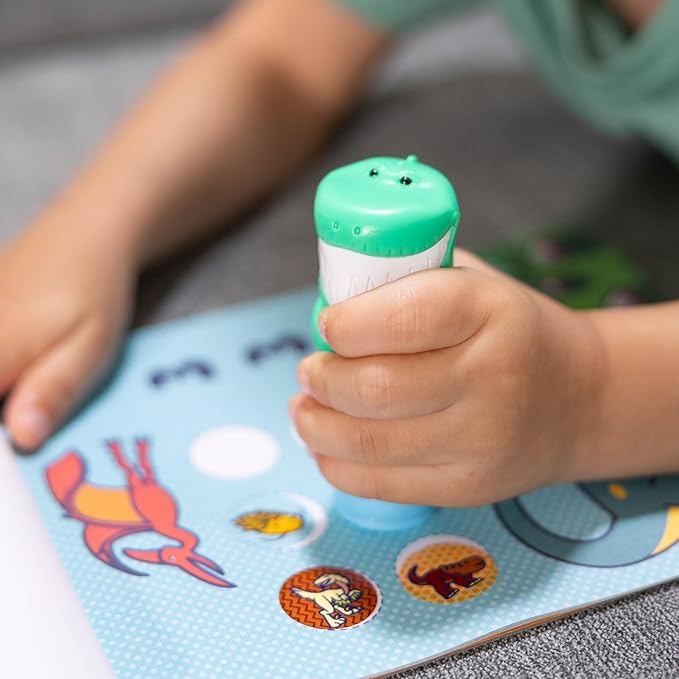 Melissa & Doug Sticker Wow!™ Sticker Stamper and 24-Page Activity Pad, 300 Stickers, Arts and Crafts Fidget Toy Collectible Character – Dinosaur - for Kids Ages 3+ - FSC Certified