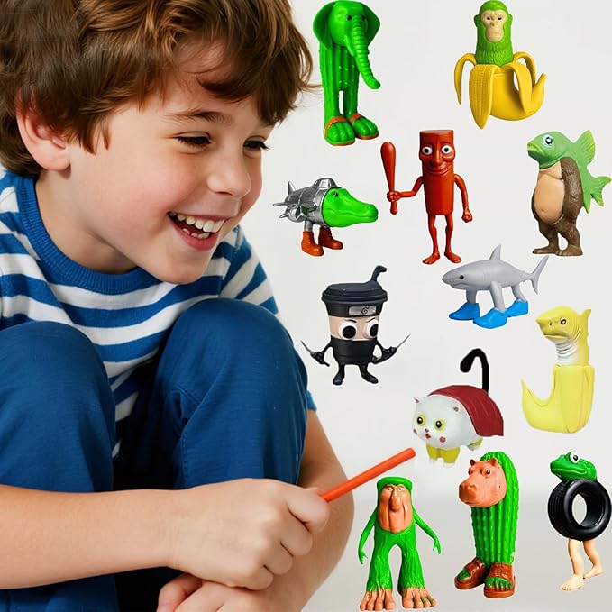 12 PCS Italian Brainrot Action Figure, Tung Tung Tung Sahur, Creative Funny Animals, Office Room Desk Decor