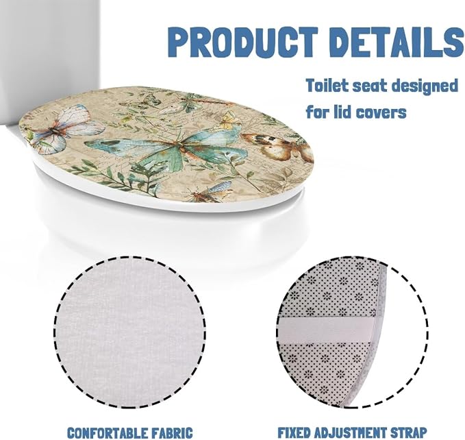 Hummingbird with Lemon Toilet Lid Cover, Bathroom Decorative Flannel Soft Toilet Lid Cover, Bathroom Accessories Machine Washable Reusable Toilet Seat Cover