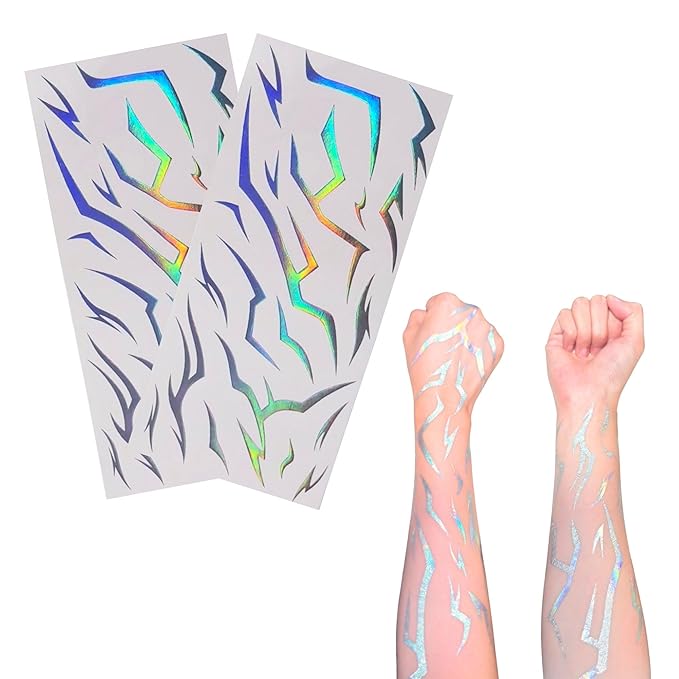 250 Dark Fantasy Demon Mark Temporary Tattoos, 10 Sheets Mystic Rune Symbol Makeup Stickers for Halloween, Cosplay, Parties, Festivals and Photo Shoots