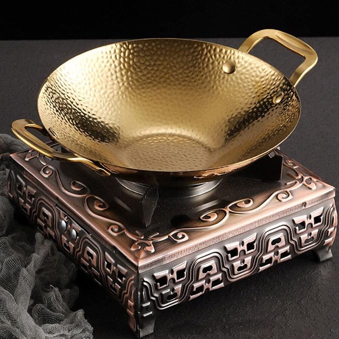 UPKOCH Household Double Handle Cooking Pot Stainless Steel Dry Pot for Kitchen Use Easy to Clean Non-stick Design for Outdoor and Indoor Cooking Korean Bbq