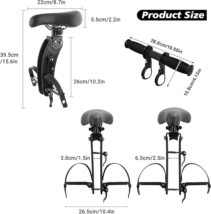 Himiway Kids Bike Seat with Handlebar, Detachable Front Mounted Child Bicycle Seats with Foot Pedals for Children 2~5 Years, Toddler Bike Seat Attachment for Adult Bike Mountain Bike
