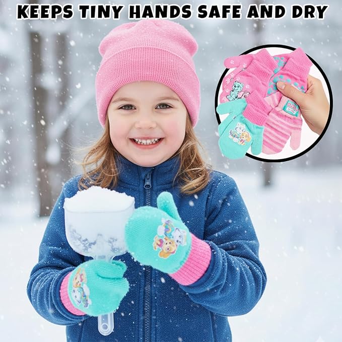 Nickelodeon Girls' Paw Patrol Ski Gloves - Marshall, Chase, Rubble Ski Gloves or Mittens (2-7)