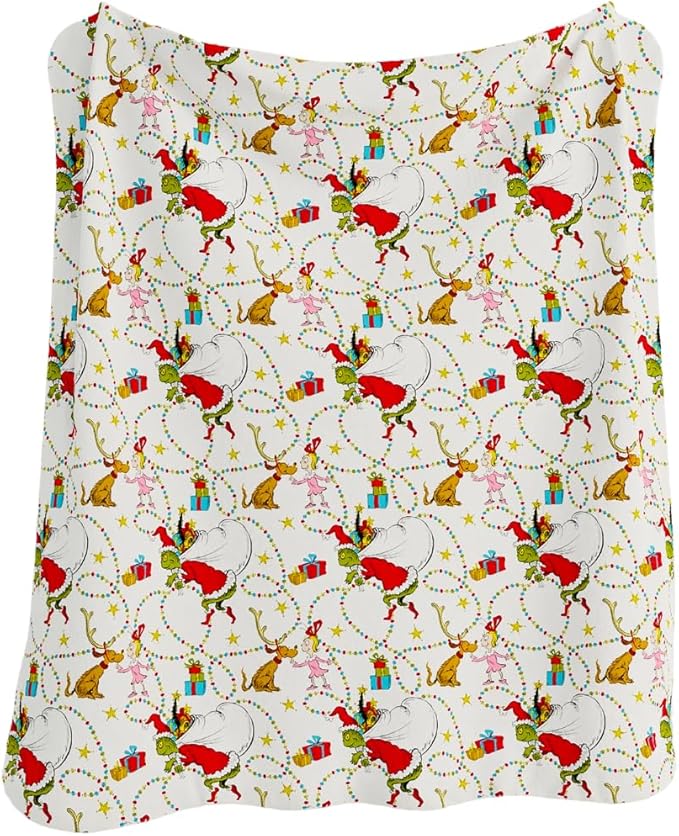 Dr. Seuss The Grinch Holiday Bedding Super Soft Plush Micro Raschel Blanket, 90 in x 90 in, (Official Licensed Product) By Franco