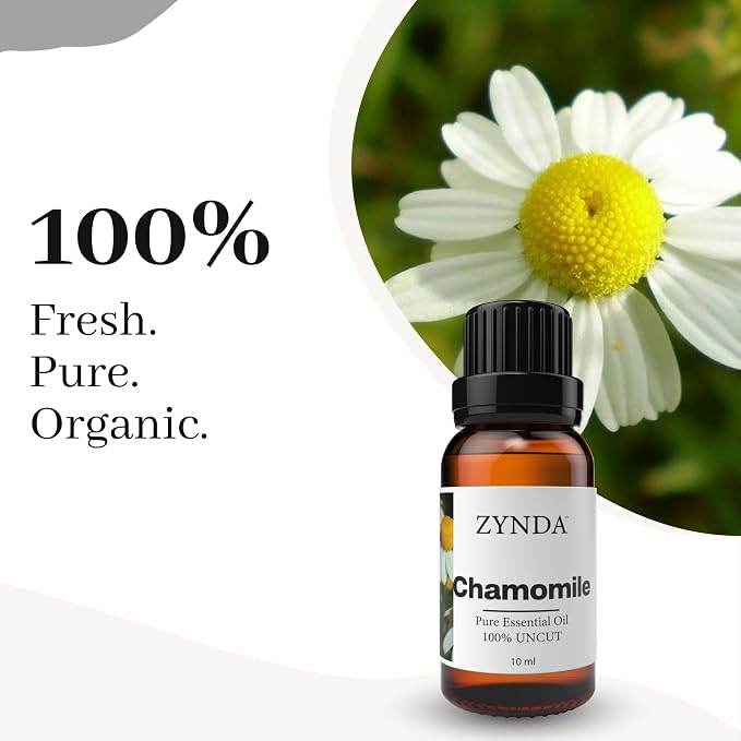 Chamomile Essential Oil for Skin & Relaxation – Organic Chamomile Oil for Face, Hair & Diffuser, Pure & Natural Essential Oils, Gentle Aromatherapy Oils for Calm Mood & Peaceful Ambiance - 10ML