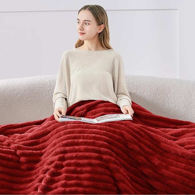 BEDELITE Ribbed Twin Blanket for Couch & Bed, Burgundy, 60"x80" | Ultra-Soft Plush Fleece, Cozy, Warm Yet Lightweight, Ribbed Texture, Home Decor, Machine Washable, Giftable, All-Season Use