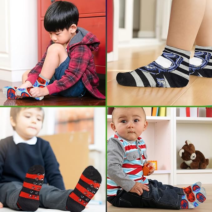 Marvel Spiderman Grip Socks, 10 Pack, Toddler Boys, Ankle Length, Multicolor, Small