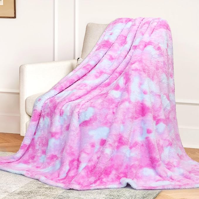 MUGD Soft Blankets Fleece Soft Fuzzy Throw Blanket Pink Warm Throw Blanket for Bed