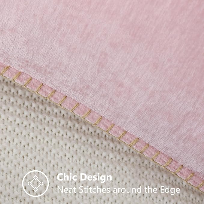 decorUhome Soft Chenille Throw Pillow Covers 20x20 Set of 2 Blush Pink | Fall Textured Decorative Throw Pillow Cases Stitched Edge Modern Farmhouse Luxury Boho Velvet for Couch Sofa Bed Home Decor