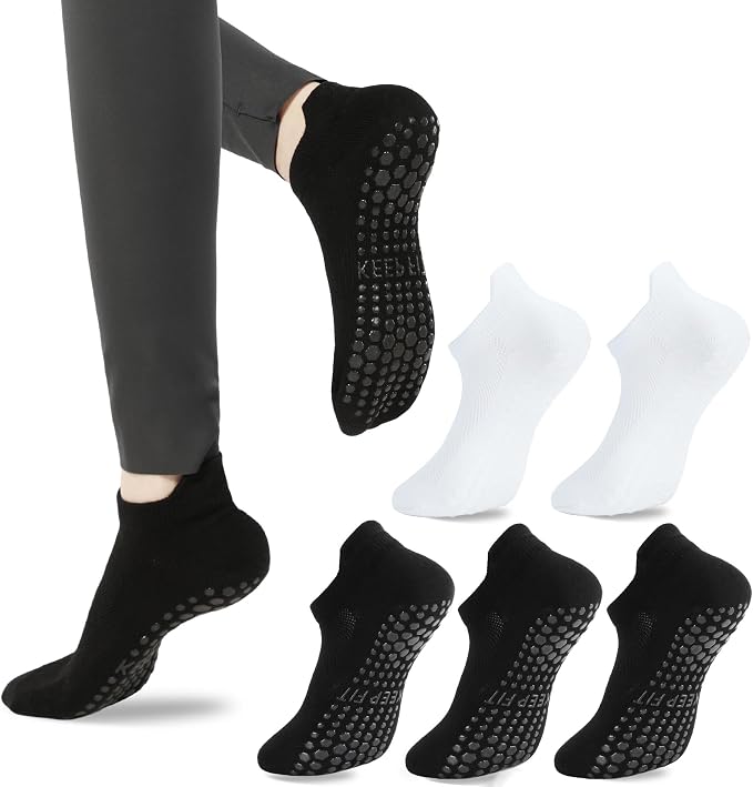 loudashuaiqi Grip Pilates Socks Non Slip Athletic Yoga Socks with Grips for Women Grippy socks for Hospital Workout Barre