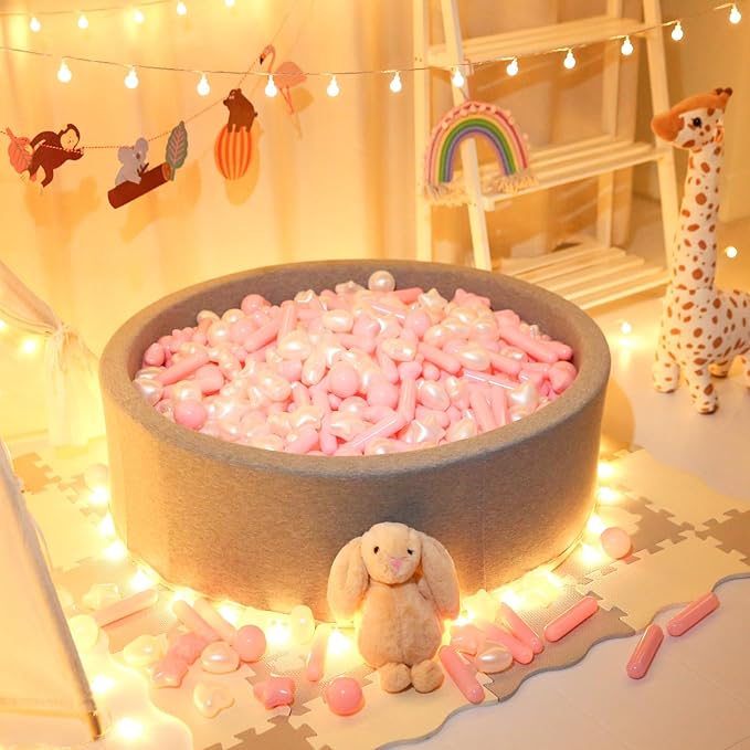 STARBOLO 100pcs Ball Pit Balls for Toddlers - BPA Free Crush Proof Plastic Toy Balls for Ball Pit, 4 Shapes, Plastic Play Pit Balls for Play Tent, Baby Pool Water Toys