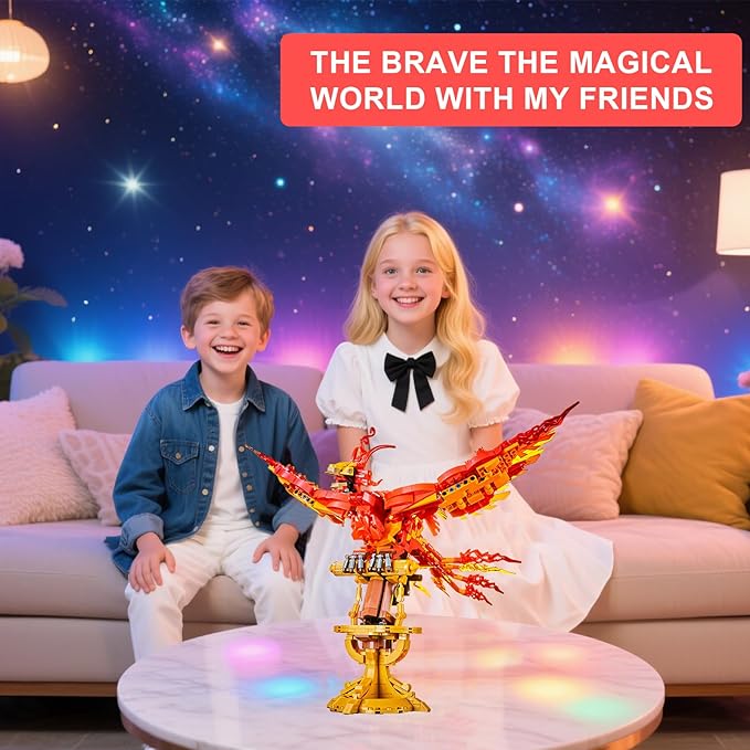 Magic Fire Phoenix Set Compatible with Lego, 938PCS Fire Phoenix Toy Collection Model for Adults, Christmas Birthday Gift for Kids Boys Girls