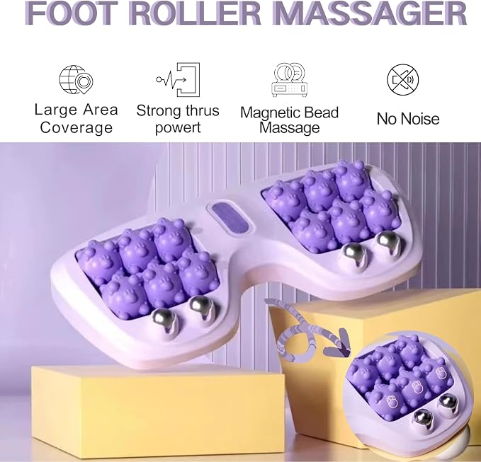 2025 New Portable Double Foot Massage Roller,Dual Foot Massage Roller, Portable Feet Massager Tool for Home Office Use