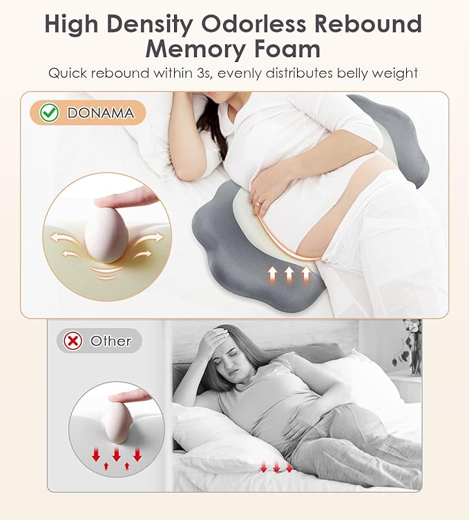 Pregnancy Pillows for Sleeping, Memory Foam Maternity Pillow Support for Back Belly HIPS, Adjustable Travel Wedge Pillow for Pregnant Women, Side Spleeping Pregnant Pillows with Velvet Cover