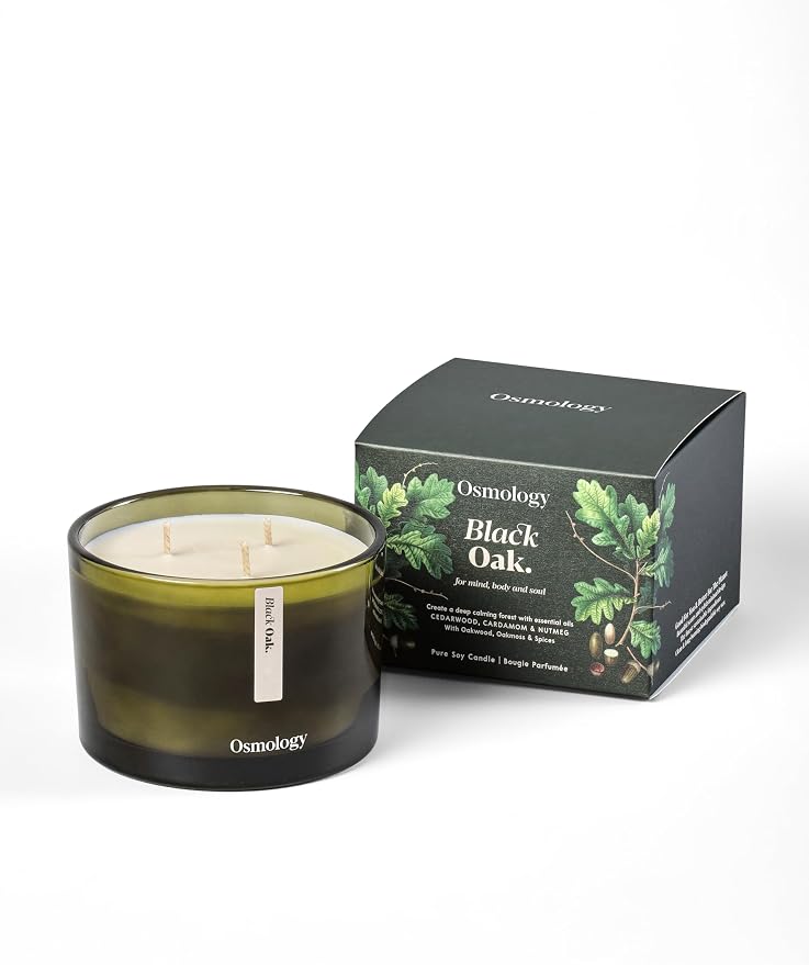 Black Oak Aromatherapy Candle – Bergamot, Cardamom & Oakmoss Scented Candle, Plant-Based Wax, 15.8 oz, 60 Hour Burn Time, Warm & Woody Candle