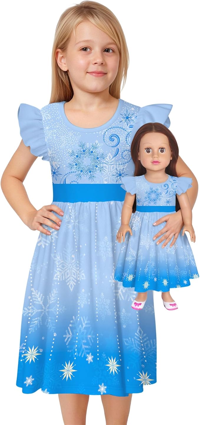 LQSZ Doll and Girl Matching Princess Dress Outfits for Girls and 18" Matching Doll and Girl Clothes