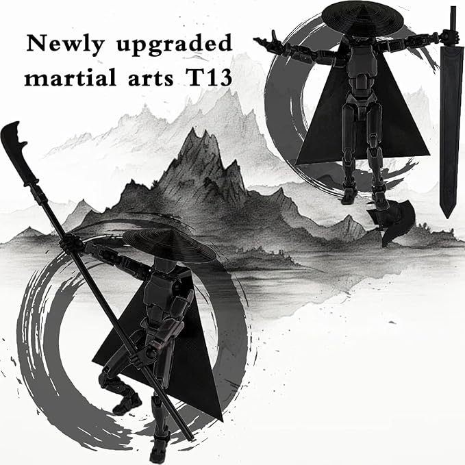 Already Assembled T13 Action Figure,Dummy 13 T13 Multi-Jointed Movable,for Collectors Desktop Decorations t-13 Movability 3D Printed Toys (Grey)