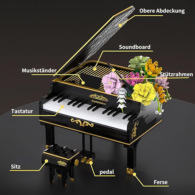 1306pcs Mini Ideas Piano Model Building Block Set, Music Lovers Collection Set, The Best Gift for Boys and Girls