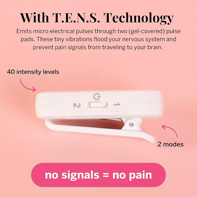 Pixie Period Pain Relief Device - Best PMS Relief Simulator with TENS Technology - Thinnest Wearable Tens Unit - Unnoticeable Under Clothes - Menstrual Cramp Comfort for Feminine Care
