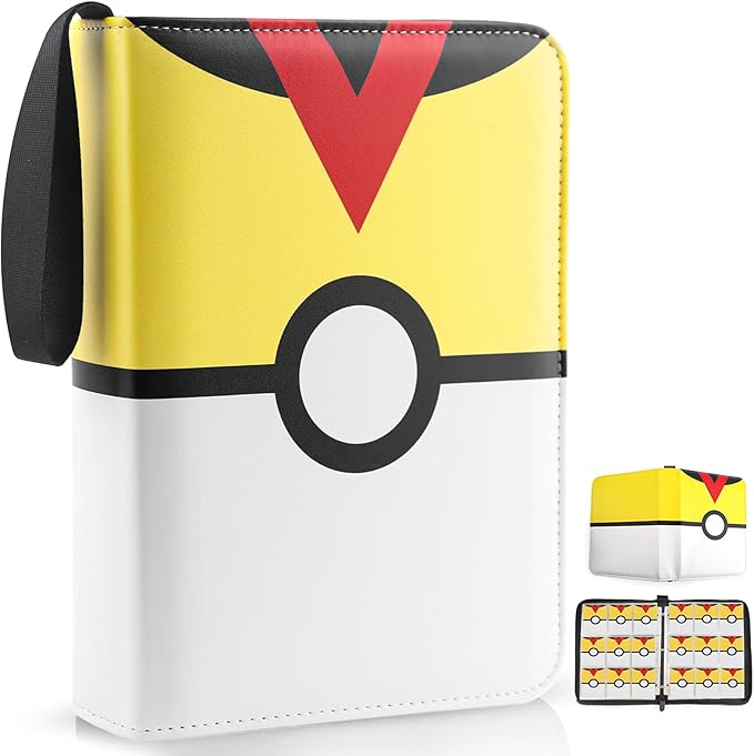 900 - Pockets Trading Card Binder with Removable 50 Sleeves, Card Collector Album with Zipper, Portable Card Holder Book Fits Sports Card, Game Card - Yellow