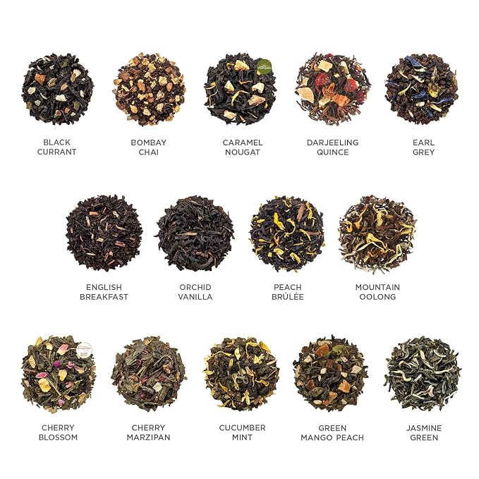Tea Forte Single Steeps Loose Leaf Tea Sampler, Assorted Variety Tea Box, 15 Single Serve Pouches, Classic Tea