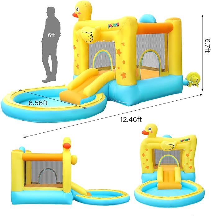 (2026 New) JOYMOR Water Slide Bounce House w/Ball Pit, Slide, Sprinklers, Toddler Bounce House Castle Indoor Outdoor, Inflatable Water Slide for Kids 3-6 (Air Blower, Carrying Bag Included)