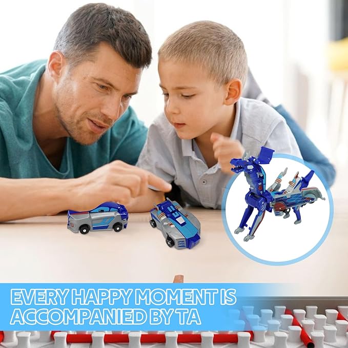 Dinosaur Collision Transforming Car Toy,Magnetic Cars Transform Into Dinosaurs,Transformation Car Toys for Boys & Girls with Transform Feature,Party Gift for Birthday,Christmas (Blue Dragon)