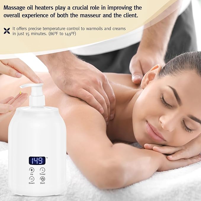 Meifuly Oil Warmer for Massage Therapy & Personal Use, Quick Lotion Warmer Heats Up, with Two Bottles, Adjustable and Constant Temperature