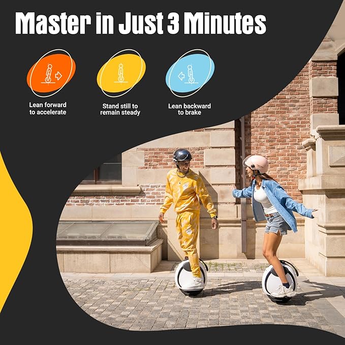INMOTION E20 Electric Unicycle Hoverboard for Beginners – 14" Wheel, 500W Motor, 10Mile Range, 12.5mph, UL2272 Certified – Lightweight & Safe Self-Balancing Scooter