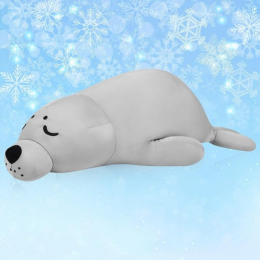 My OLi 18'' Seal Cooling Stuffed Animal Pillow Coolable Stuffed Seal Pillow Soft Chill Plush Hugging Pillow Plush Toys Gift for Kids Adults