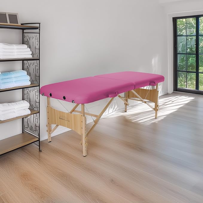 Saloniture Basic Portable Folding Massage Table - Hot Pink
