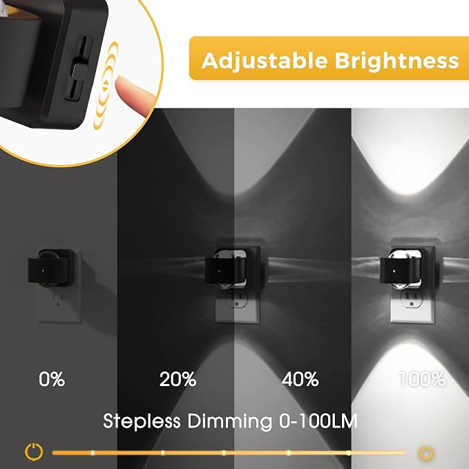 L LOHAS LED Night Light Projector, Night Lights Plug into Wall Light Sensor | Dusk to Dawn Sensor, Rotating Plug in Nightlight, Daylight Dimmable Nightlights for Bathroom, Hallway, Gaming Room,1 Pack