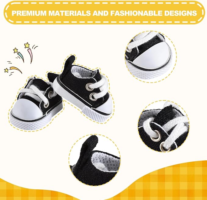 2025 New Version Doll Shoes, 1 Pair Premium Black Canvas Shoes, Perfect Match for bubu Clothes, Shoes for 15&17cm Doll Accessories