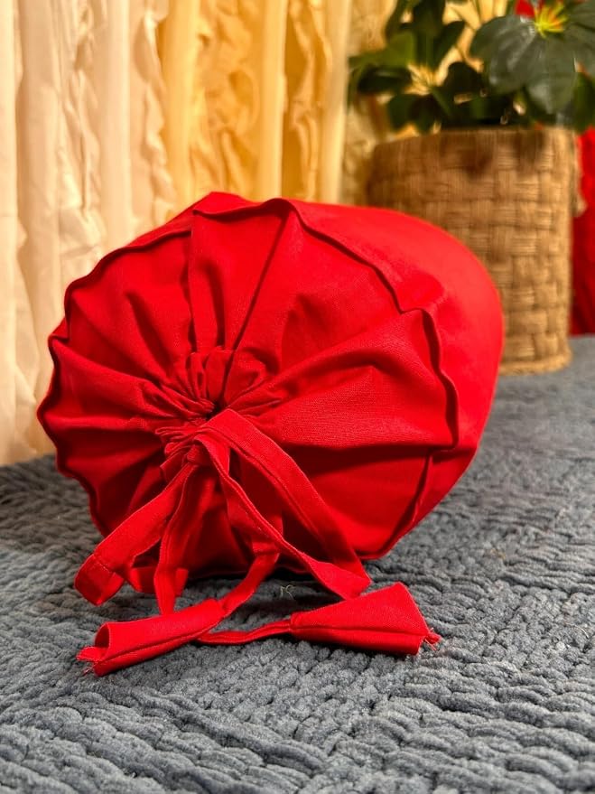 Cervical Neck Roll Pillow Cover with Cotton Bolster Pillowcases for Cylindrical Cushion and Drawstring Closure Round Neck Pillowcase 6" x 18" (15 x 45 cm) Red