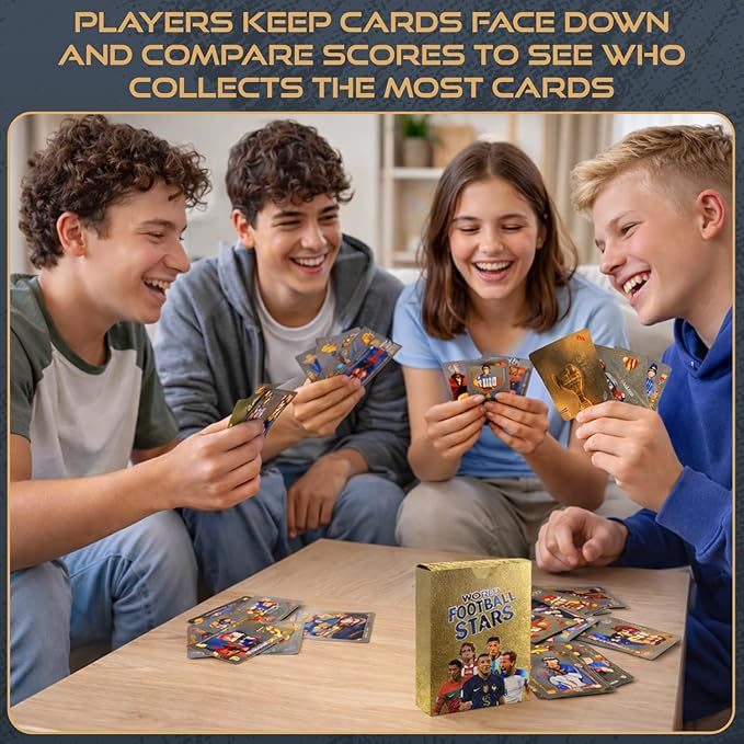 2026-27 Playing Soccer Cards | 55 Non-Duplicate Cards Per Pack | Fixed Card Set | Unforgettable Moment for Friends, Siblings & Soccer Fans | Printed on Premium Paper – Golden – Not Original