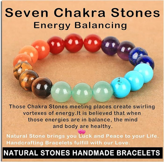 AD Beads Handmade Gemstone Stretch Elastic Bracelet Crystal Healing Reiki Nature's Beauty and Spiritual Essence Unisex
