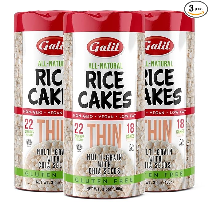 Galil Ultra-Thin Natural Rice Cakes Lightly Salted | Vegan, All-Natural, Non-GMO, Kosher, Low Fat, Gluten Free Natural Snack | Ultra Thin Rice Cake Snacks | Healthy Crunchy Snack | Pack 3 (3.5 oz)