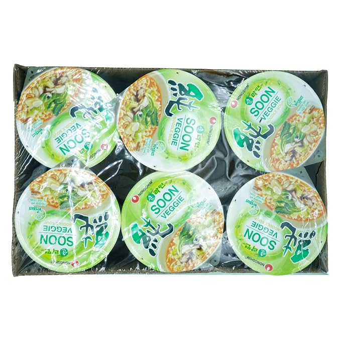 Nongshim Soon Cup Noodle Soup,Veggie,2.6 Ounce,(Pack of 12)