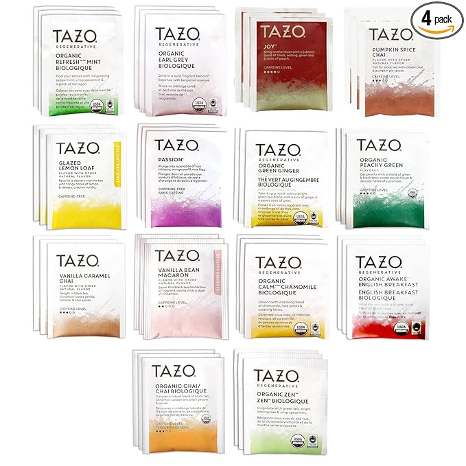 Tazo 168 Tea Bags Sampler Assortment Variety Pack Gift Box | 42 Count - Pack of 4, 14 Different Flavors for Him Women Men Tea Lovers Couples Family Friends Coworker